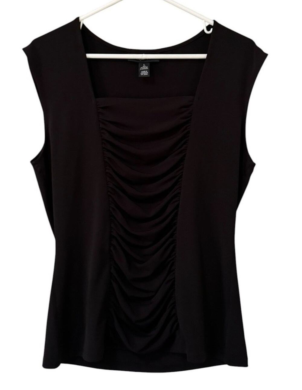 Style & Co‎ Women Size Large Black Sleeveless Square Neck Runched Stretch City